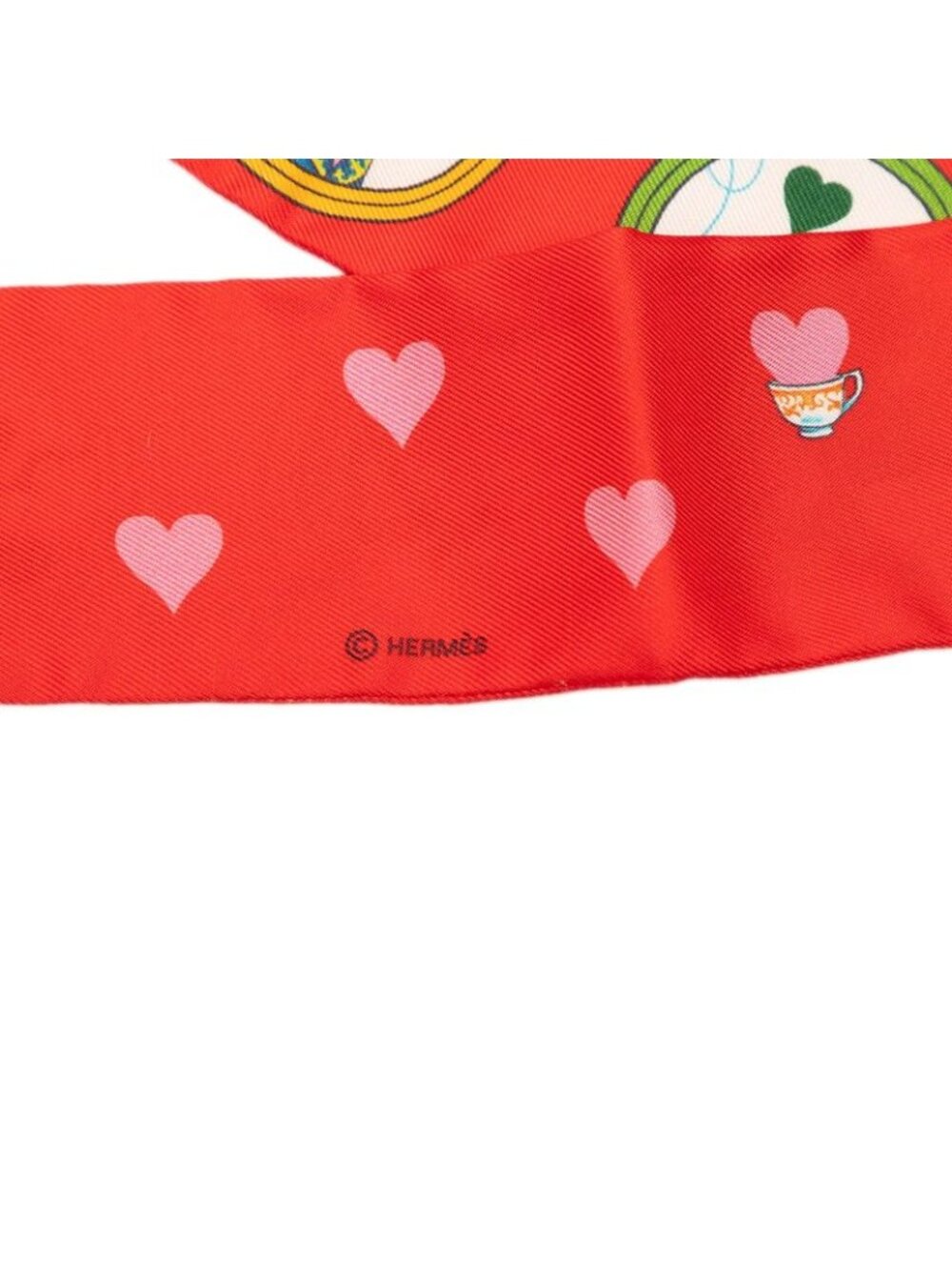 Hermes Twilly Tea Time Scarf Red Multicolor Silk - Picture 4 of 6